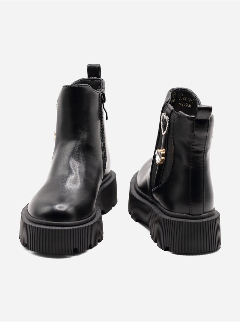 Bottines ? zip Noir - Kiabi