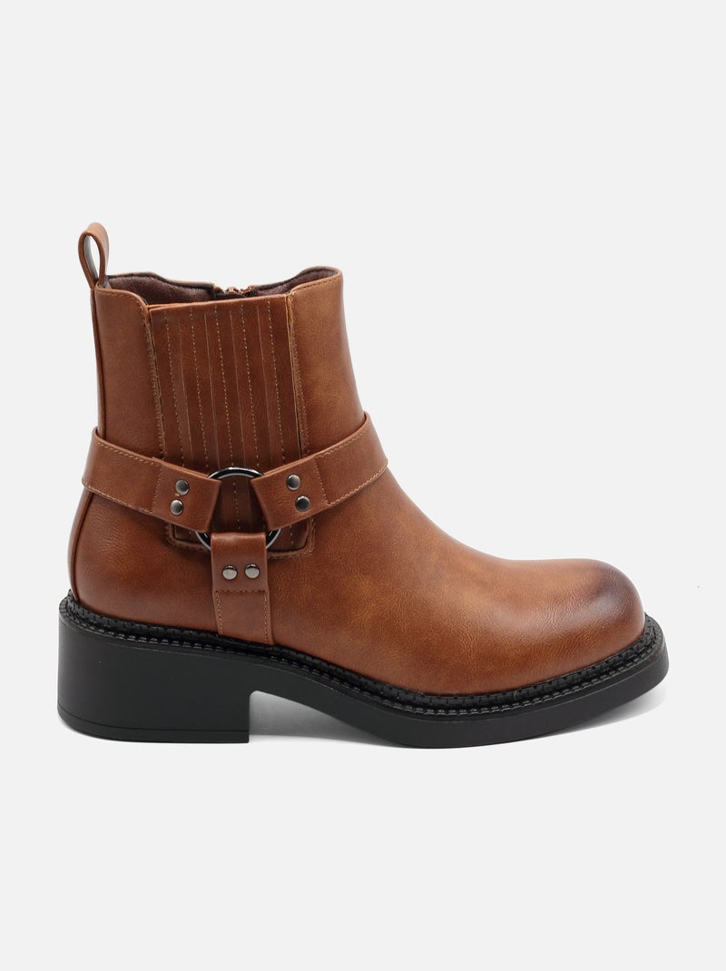 Bottines zippées Camel - Kiabi