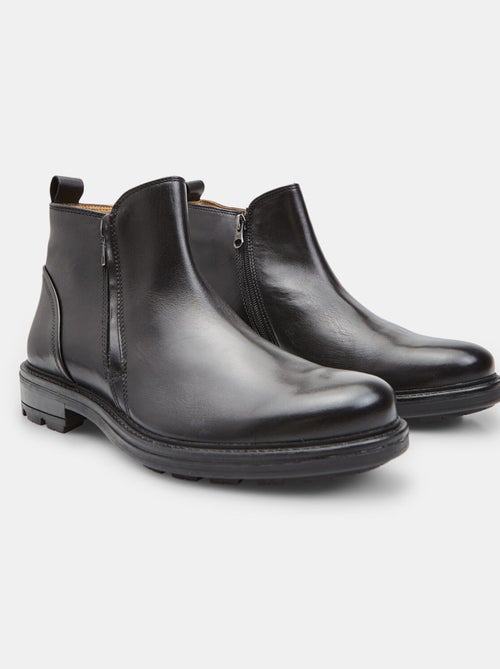 Bottines zippées en cuir Bata - Kiabi