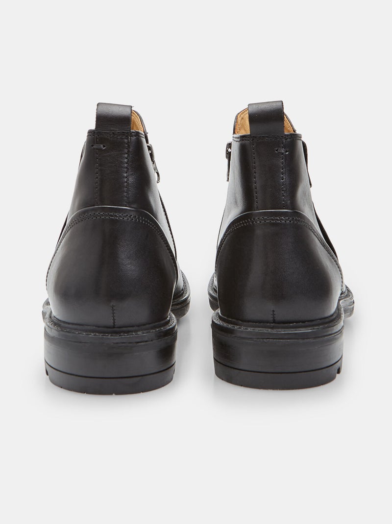 Bottines zippées en cuir Bata Noir - Kiabi