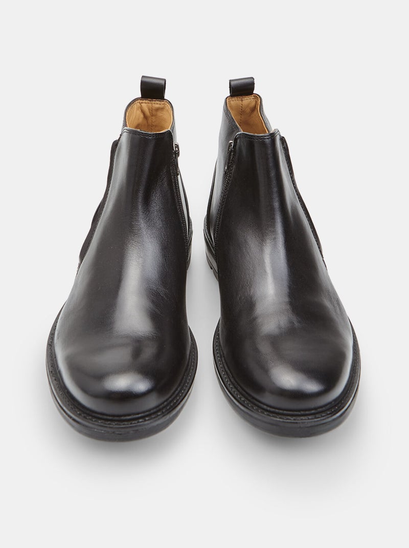 Bottines zippées en cuir Bata Noir - Kiabi