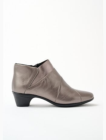 Bottines zippées en cuir, grande largeur - afibel