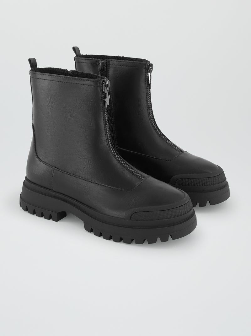 Bottines zippées noir - Kiabi
