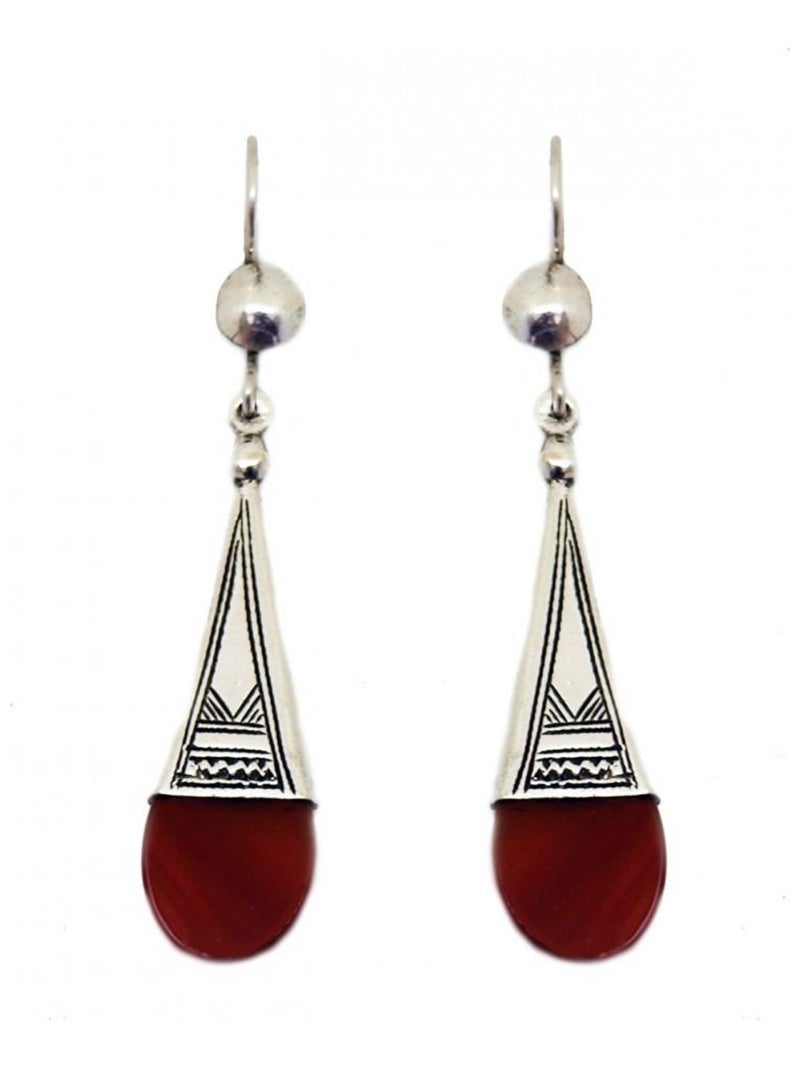 Boucle d'oreille touareg cornaline, Bijoucolor Argent - Kiabi