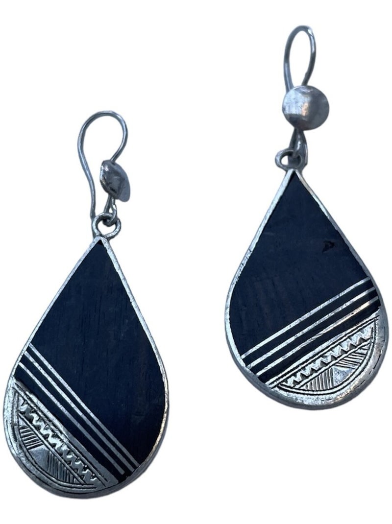 Boucle d'oreille touareg goutte ébène Argenté - Kiabi