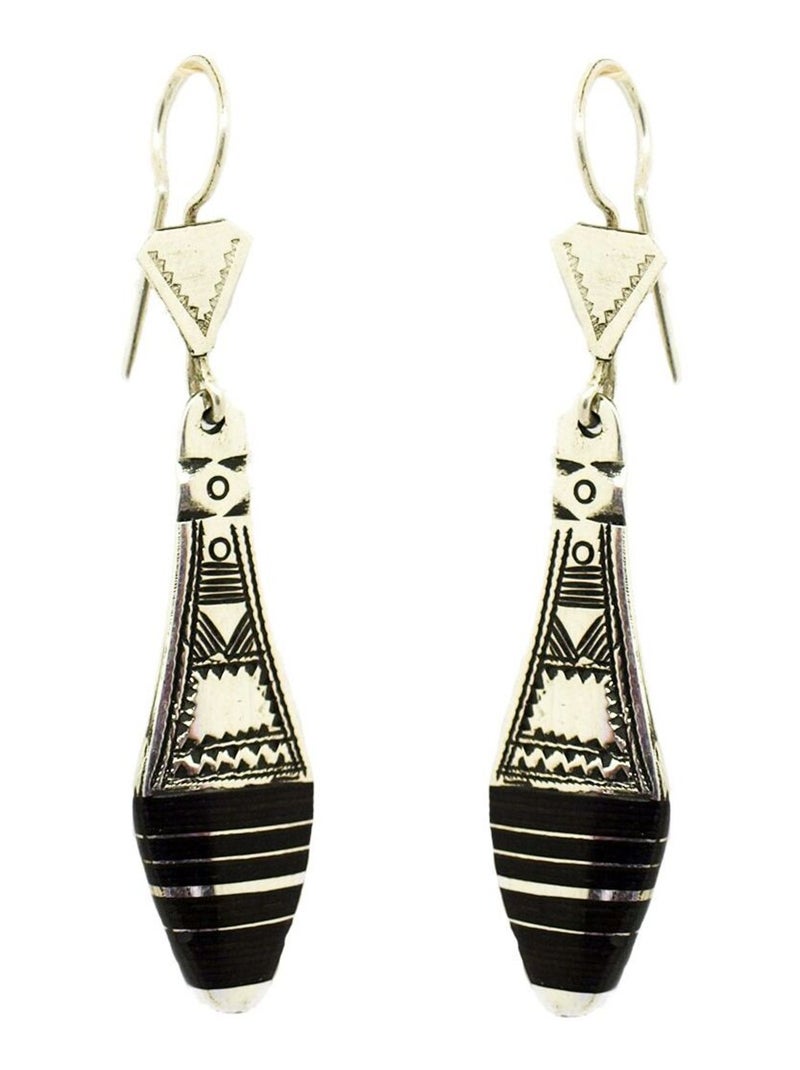 Boucle d'oreille touareg navette ébène Argenté - Kiabi