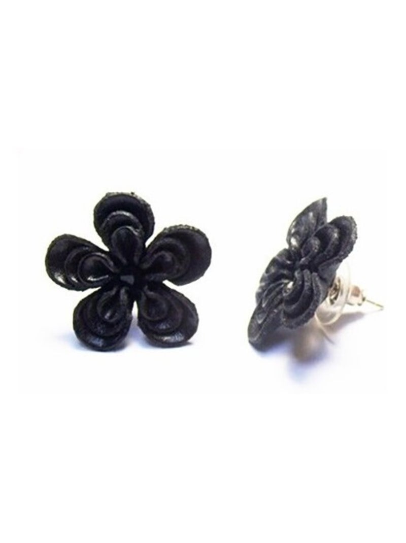 Boucle d'Oreilles FLEUR CUIR Argenté - Kiabi