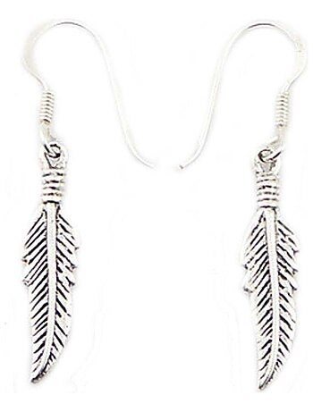 Boucle d'oreilles plume en argent