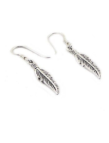 Boucle d'oreilles plume en argent