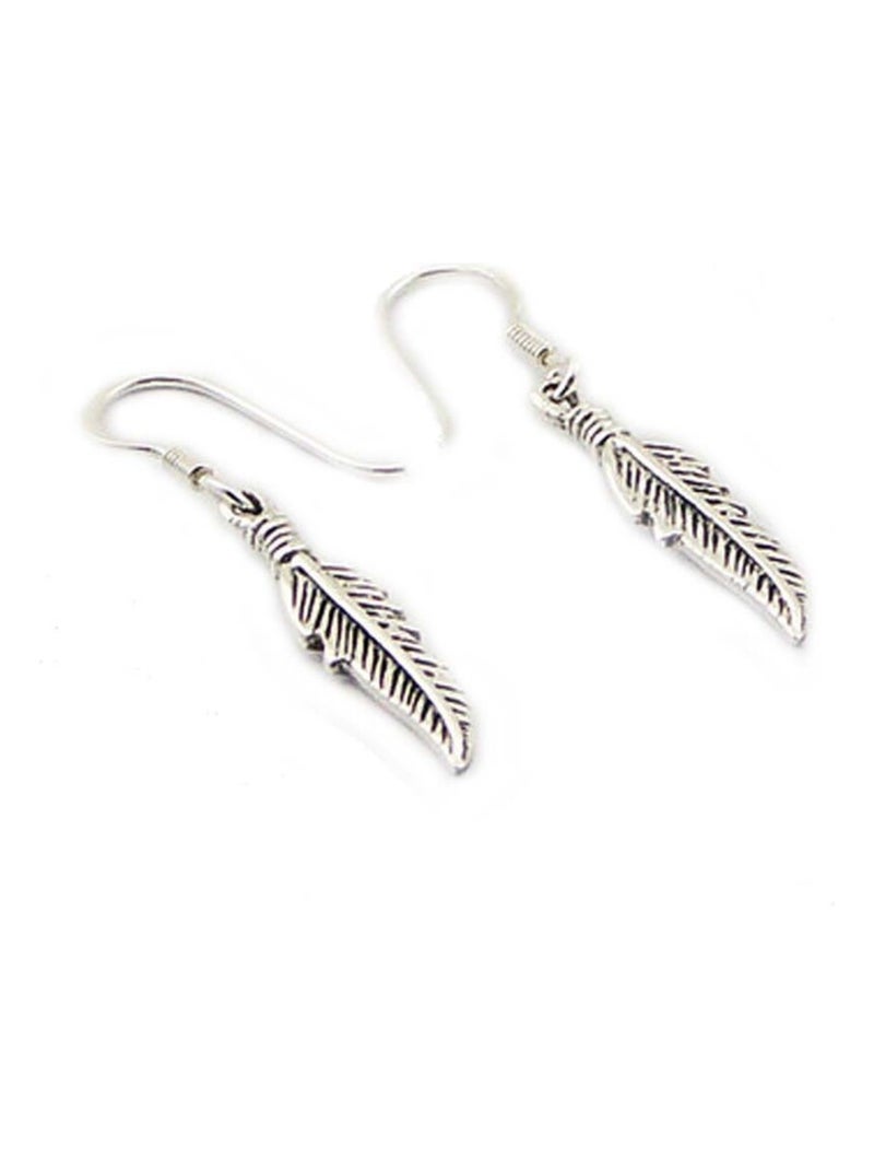 Boucle d'oreilles plume en argent Gris - Kiabi