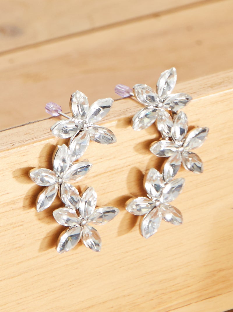 Boucles d'oreille à strass blanc - Kiabi