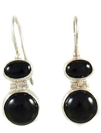Boucles d'oreille agate noire