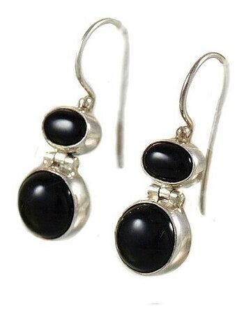 Boucles d'oreille agate noire
