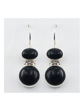 Boucles d'oreille agate noire