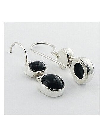 Boucles d'oreille agate noire