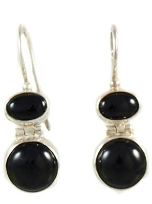 Boucles d'oreille agate noire - Kiabi