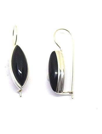 Boucles d'oreille amande agate noire
