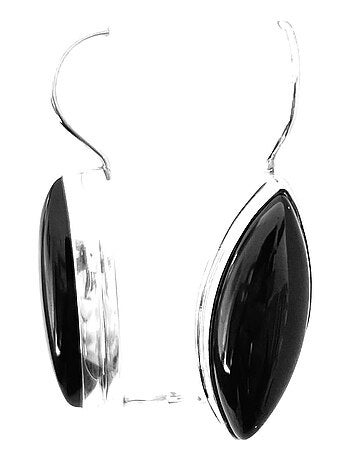 Boucles d'oreille amande agate noire