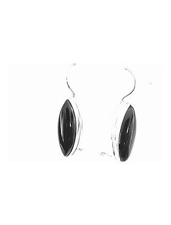 Boucles d'oreille amande agate noire