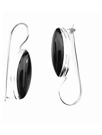 Boucles d'oreille amande agate noire