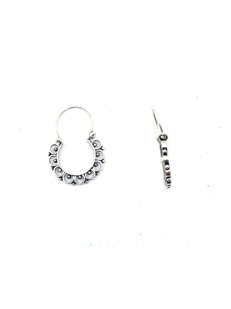 Boucles d'oreille anneau pétales de fleur, Bijoucolor Argent - Kiabi
