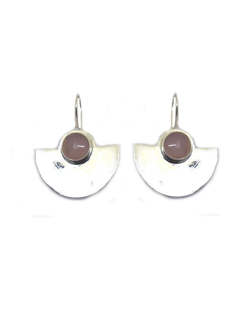 Boucles d'oreille argent brossé & quartz Argenté - Kiabi