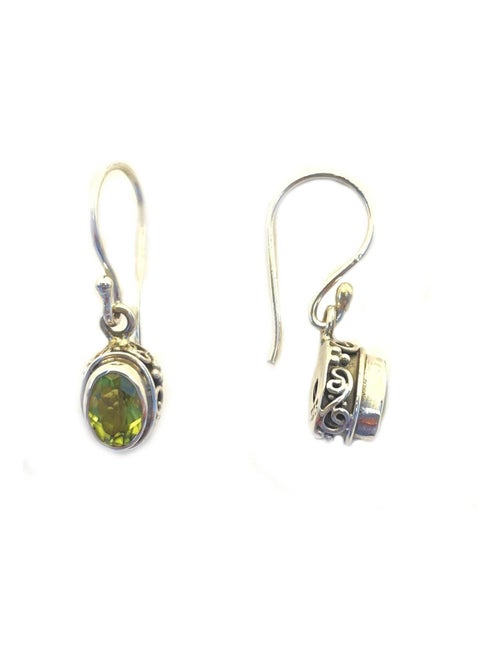 Boucles d'oreille argent et péridot - Kiabi