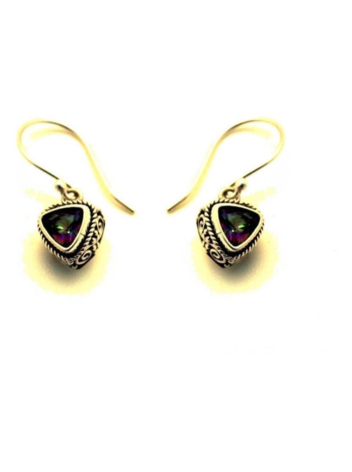 Boucles d'oreille argent et topaze mystique - Kiabi
