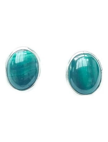 Boucles d'oreille, clou en malachite