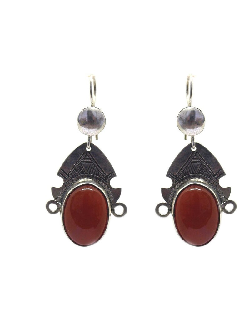 boucles d'oreille déesse touareg rouge Argenté - Kiabi