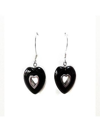 Boucles d'oreille en agate noire