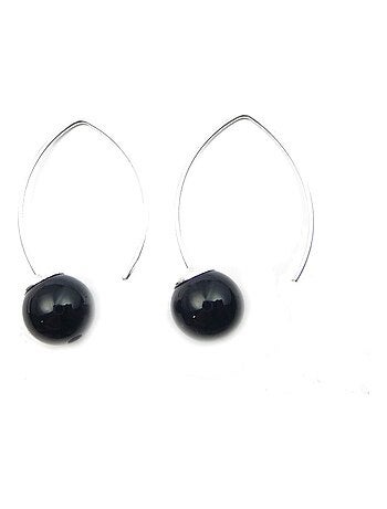 Boucles d'oreille en argent agate noire