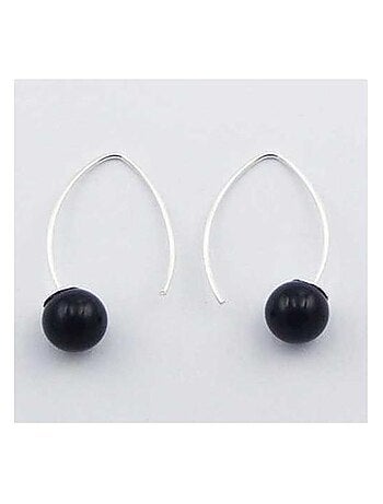 Boucles d'oreille en argent agate noire