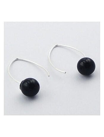 Boucles d'oreille en argent agate noire
