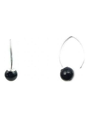 Boucles d'oreille en argent agate noire