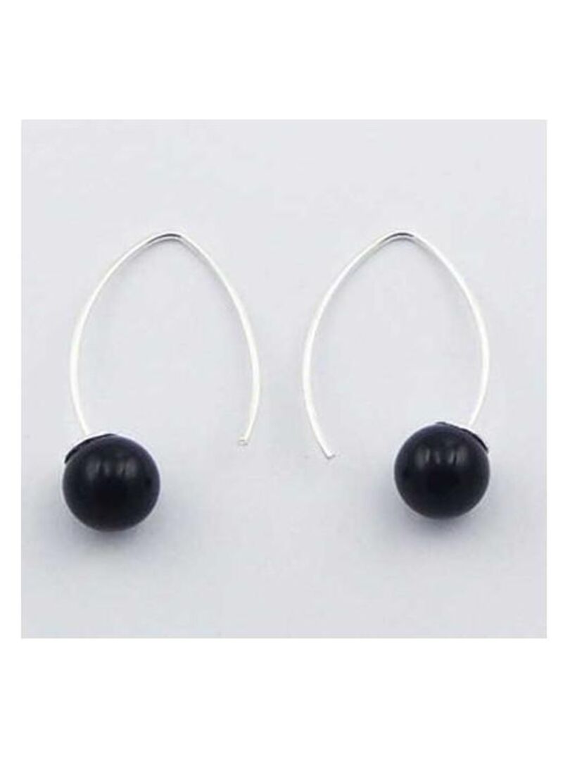 Boucles D'oreilles Clip Ou Crochet En Agate Noire - Pour Mariage Ou Soirée - Neuf Sans Emballage