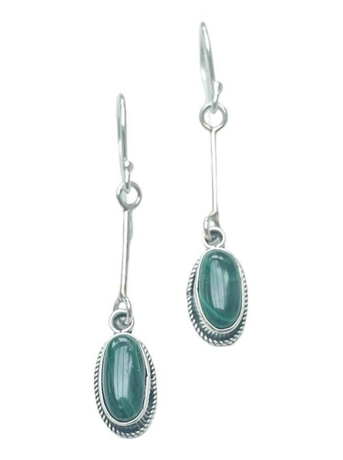 Boucles d'oreille longue en malachite - Kiabi