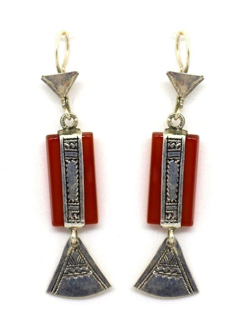 boucles d'oreille touareg argent cornaline - Kiabi