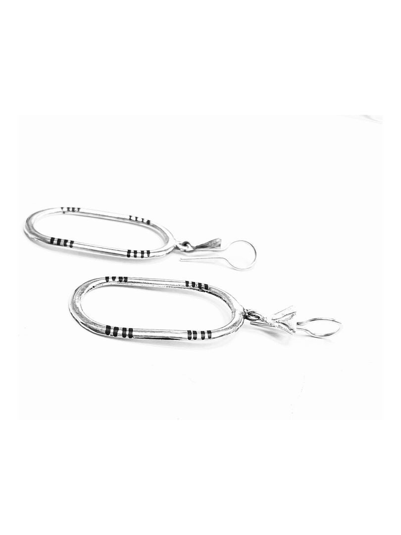 Bijoux ethniques touareg boucles d'oreilles fantaisies pendantes triangles gravés argent 925