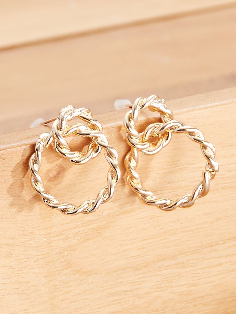 Boucles d'oreilles à double anneaux doré - Kiabi
