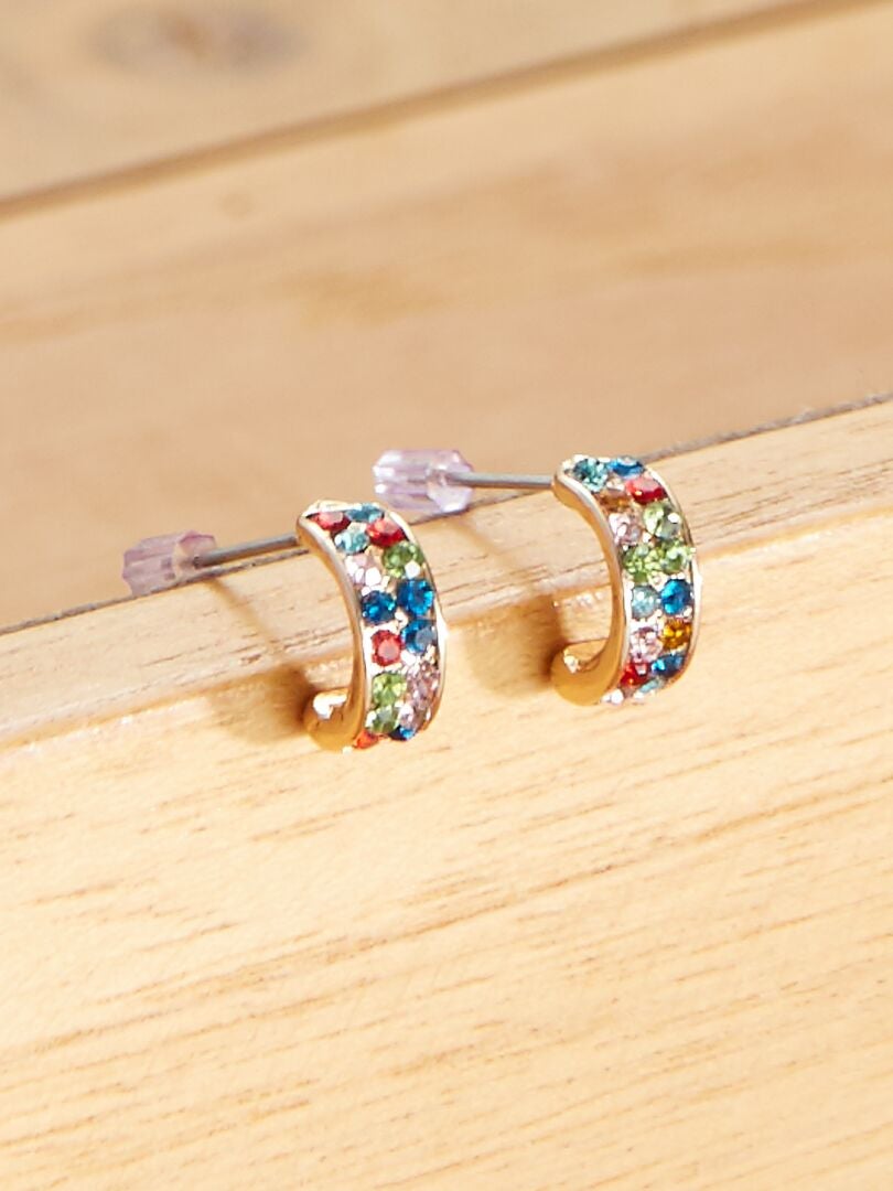 Boucles d'oreilles à strass multicolore - Kiabi