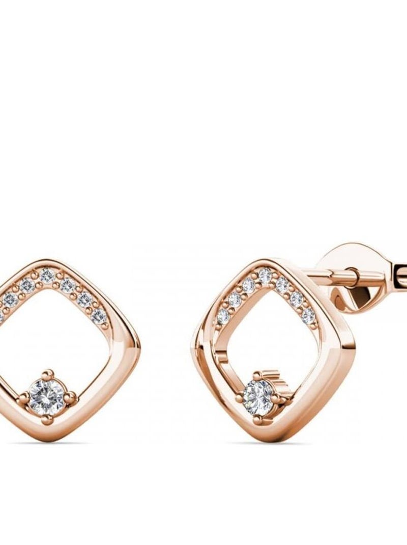 Boucles d'oreilles Adelise - Or Rosé et Cristal Transparent - Kiabi