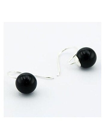 Boucles d'oreilles agate noire et argent