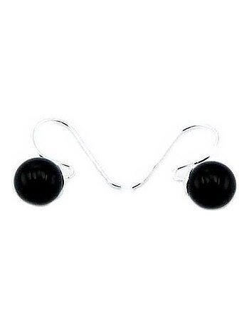 Boucles d'oreilles agate noire et argent