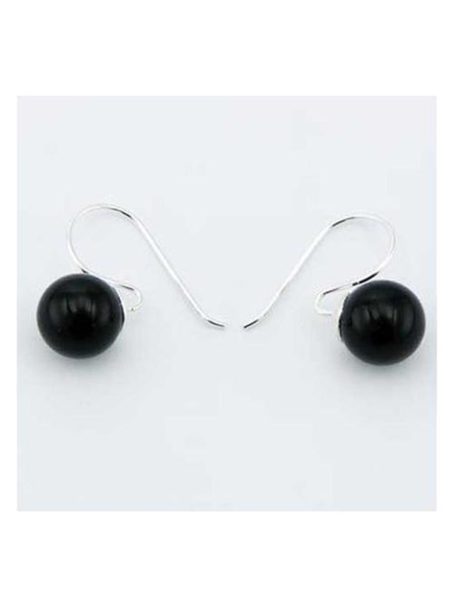 Boucles d'oreilles agate noire et argent - Kiabi
