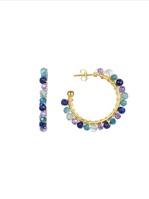 Boucles d'oreilles  Aiel Cristal bleu foncé Boucles d'oreilles  plaquées or jaune 18 Kt. - Kiabi