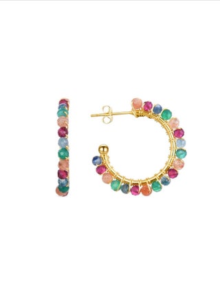 Boucles d'oreilles  Aiel Cristal multicolore finies en or jaune 18 ct.