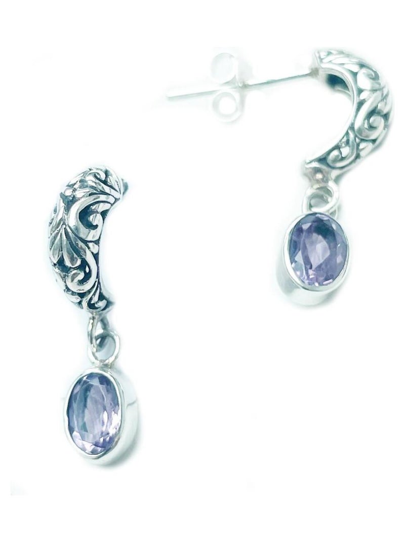 Boucles d'oreilles amethyste pour femme Violet - Kiabi