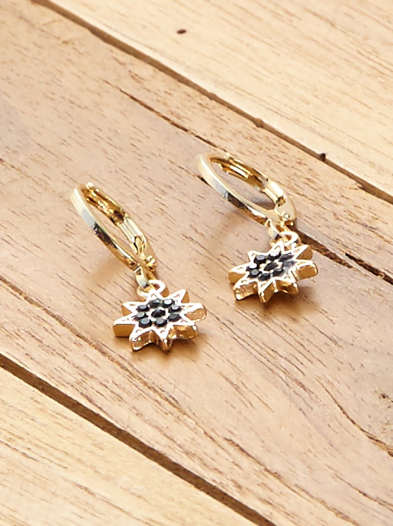 Boucles d'oreilles anneaux et breloque étoile Doré/noir - Kiabi