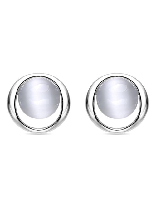 Boucles d'oreilles argent 925 œil de chat plaqué rhodium - Jesoa - Kiabi